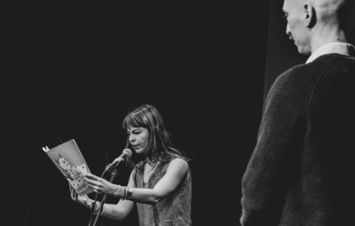 Utrinki z bralnih uprizoritev 10-minutnih besedil študentov AGRFT <em>Foto: Maša Pirc</em>