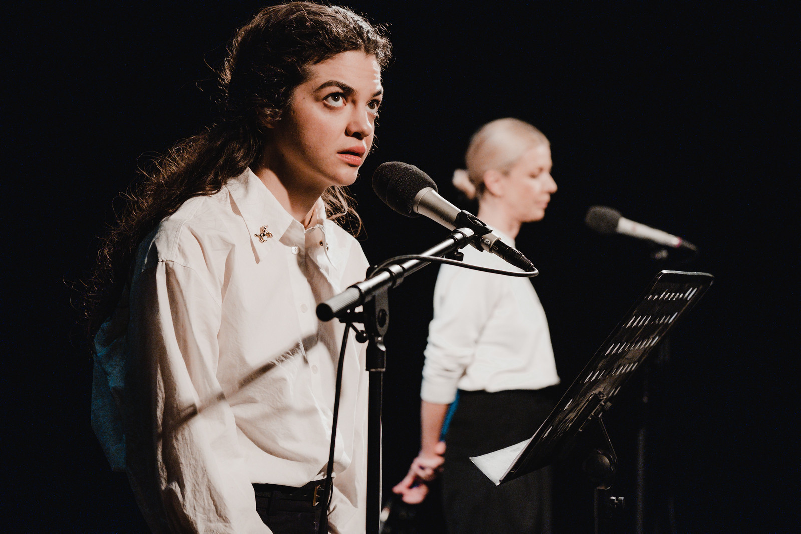 Utrinki z žive izvedbe radijske igre Neže Lučka Peterlin: Jagnje <em>Foto: Maša Pirc</em>