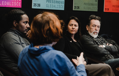 Utrinki s pogovora in predstavitve praktične gledališke delavnice ter projekta Slovenščina kot drugi in tuji jezik <em>Foto: Maša Pirc</em>