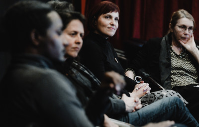 Utrinki s pogovora in predstavitve praktične gledališke delavnice ter projekta Slovenščina kot drugi in tuji jezik <em>Foto: Maša Pirc</em>