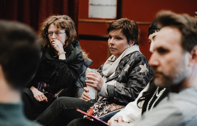 Utrinki s pogovora in predstavitve praktične gledališke delavnice ter projekta Slovenščina kot drugi in tuji jezik <em>Foto: Maša Pirc</em>