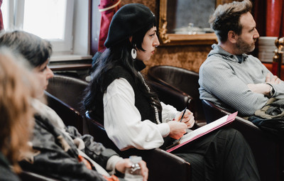 Utrinki s pogovora in predstavitve praktične gledališke delavnice ter projekta Slovenščina kot drugi in tuji jezik <em>Foto: Maša Pirc</em>